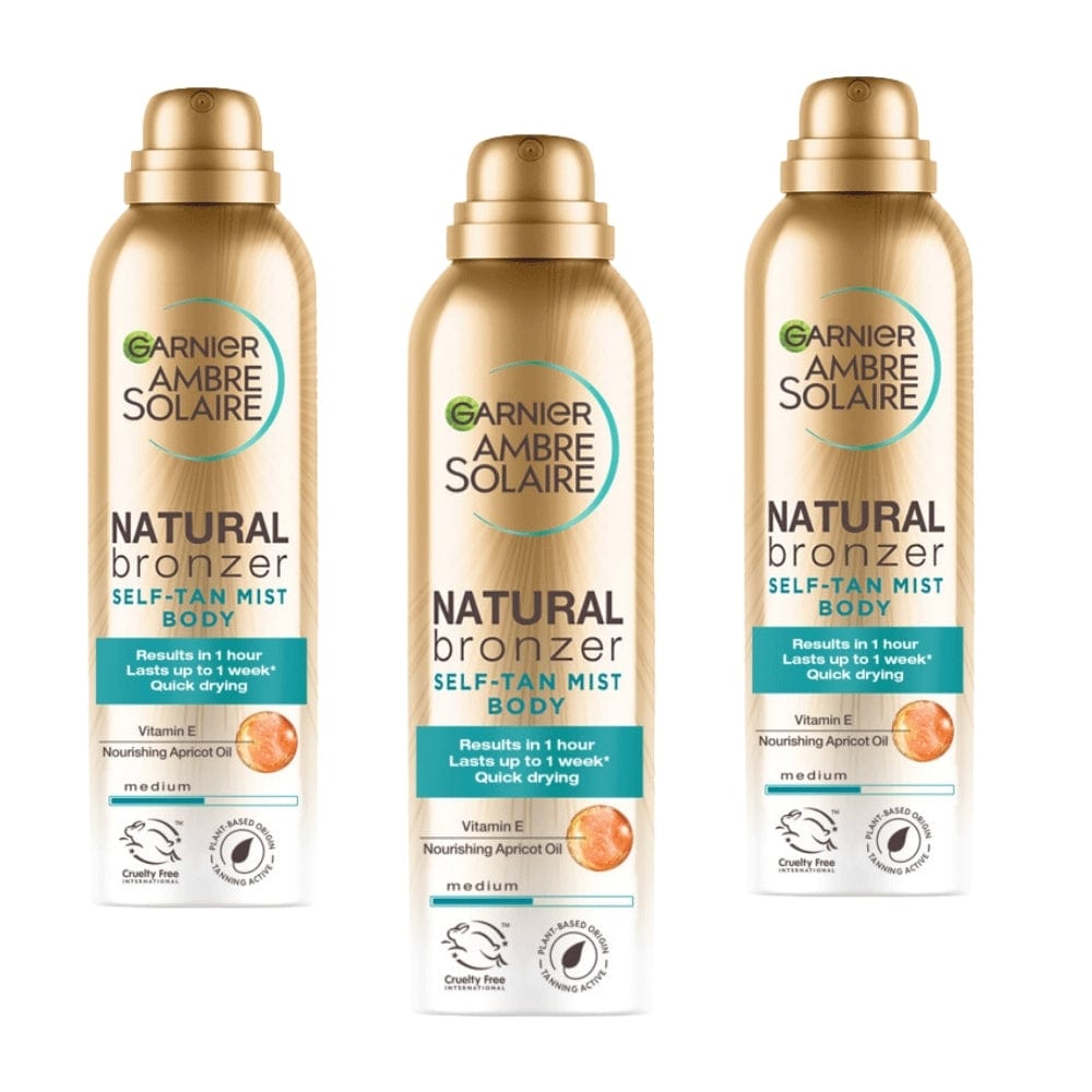Garnier Ambre Solaire Natural Bronzer Self-tan Mist Body Spray , Medium 150ml 3 Pack - Garnier