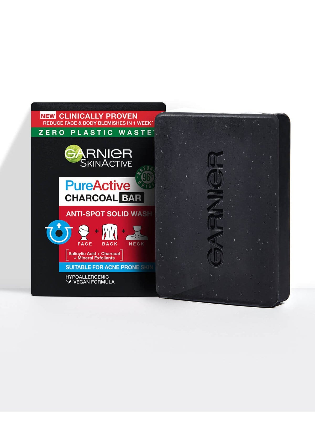 Garnier Pure Active Anti-Spot and Blackhead Solid Wash Charcoal Bar 100g - Garnier