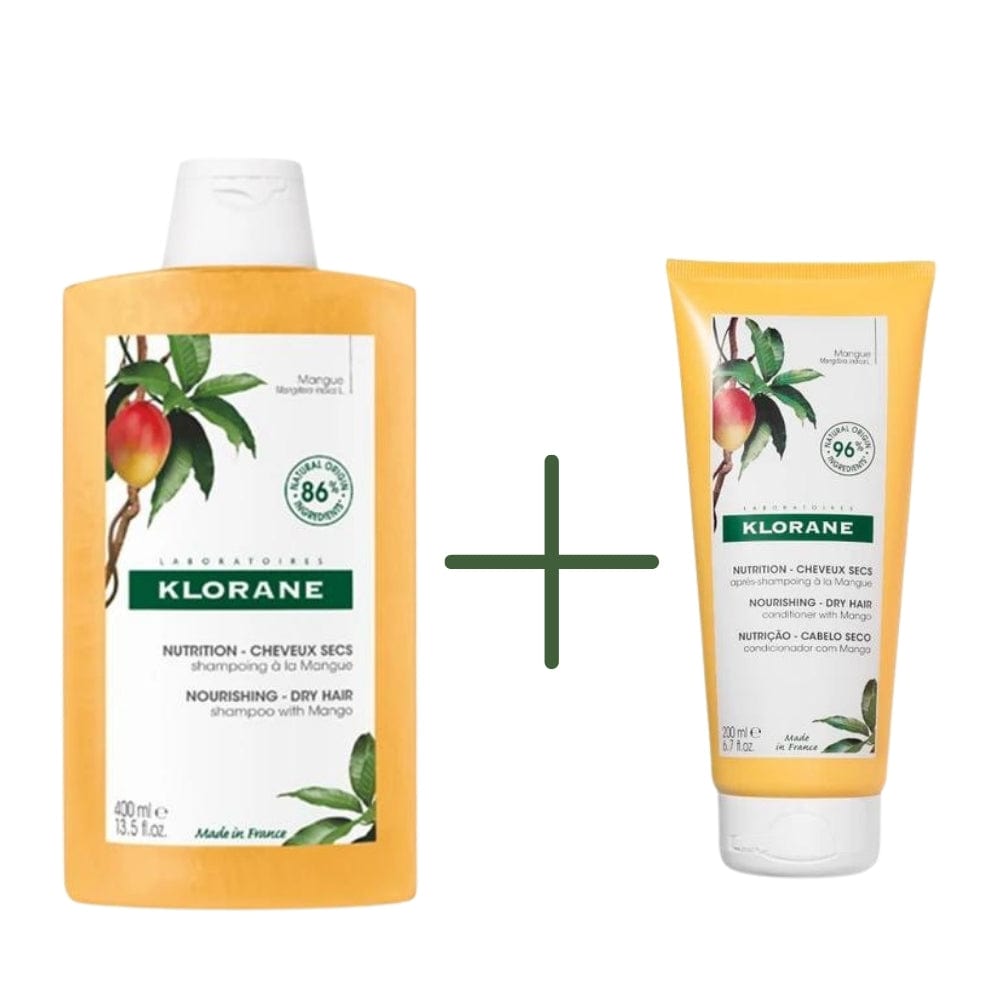 Klorane Mango Content Nourishing Shampoo 400 ml &Mango Content Nourishing Hair Conditioner 200 ml - Klorane