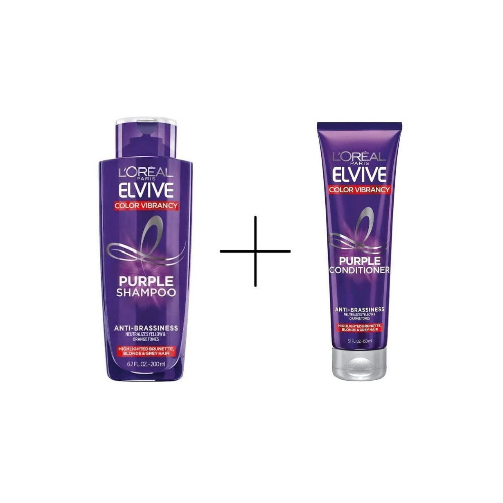 Loreal Elseve Color Vive Anti-Orange Color Correcting Purple Mask 150 ml + Loreal Elseve Color Vive Anti-Orange Purple Shampoo 200 ml - Loreal