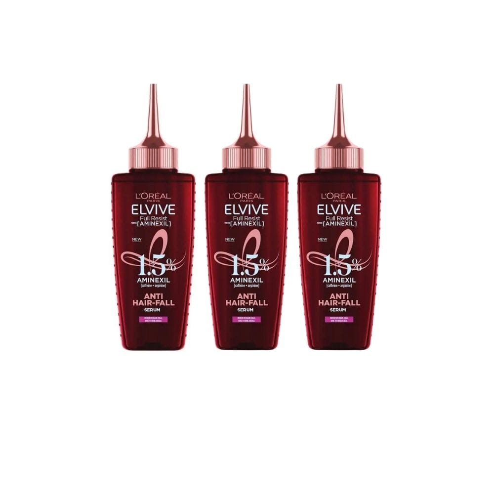 Loreal Elseve Complete Resistance 1.5% Amınexil [Caffeine+Arginine] Anti-Loss Strengthening Sclap Hair Serum 3 Pack - Loreal