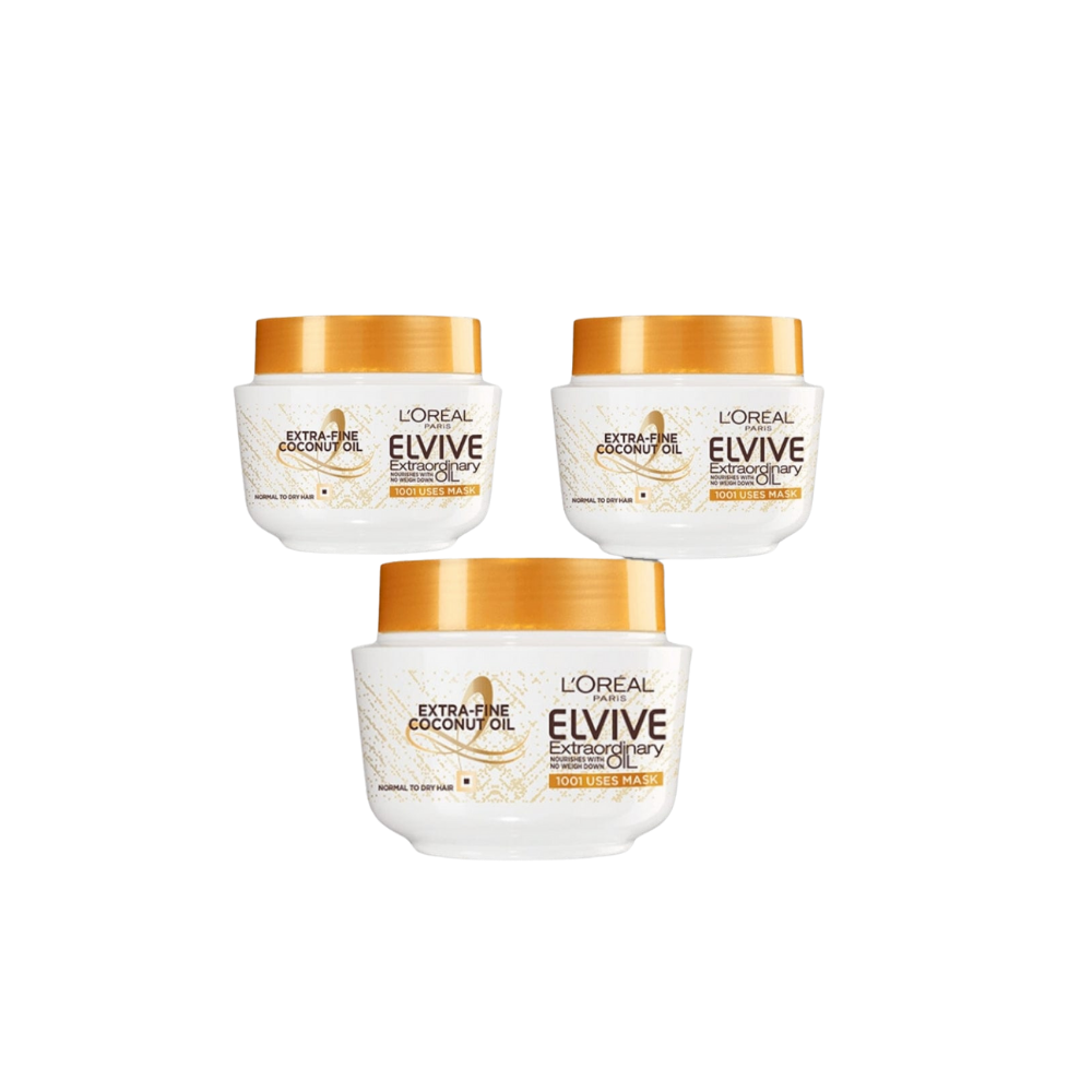 Loreal Elseve Extraordinary Oil Coconut Hair Mask 300 ml 3 Pack - Loreal