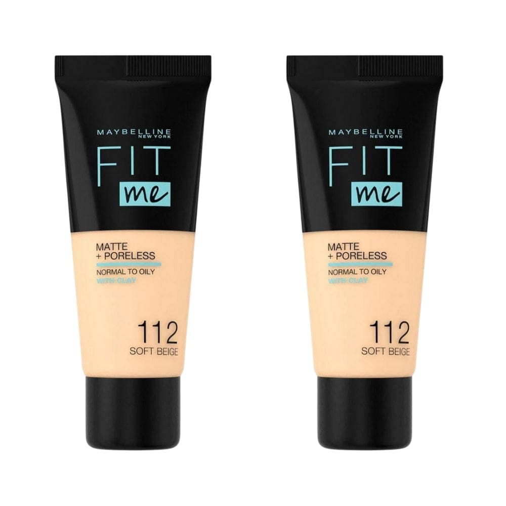 Maybelline Fit Me Matte+Poreless Foundation No: 112 Soft Beige 30ml -2 Pack - Maybelline