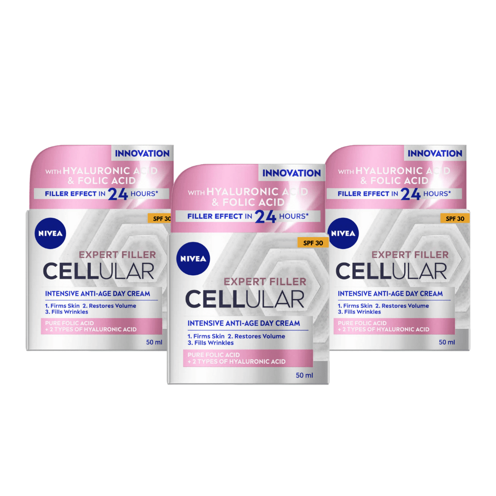 Nivea Cellular Expert Filler Firming Day Face Cream SPF 30 50 ml / 1.7 fl oz - 3 Pack - Nivea