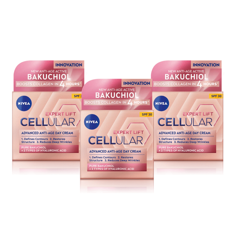 Nivea Cellular Expert Lift Pure Bakuchiol + HA Anti-Age Day Cream SPF30 50ml - 3 Pack - Nivea