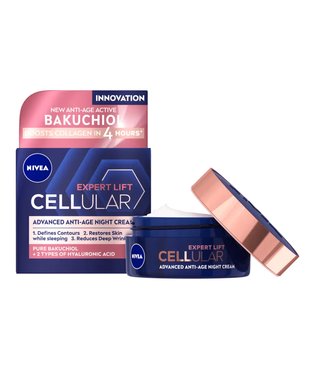 Nivea Cellular Expert Lift Pure Bakuchiol + HA Anti-Age Night Face Cream 50ml / 1.7 fl oz - Nivea