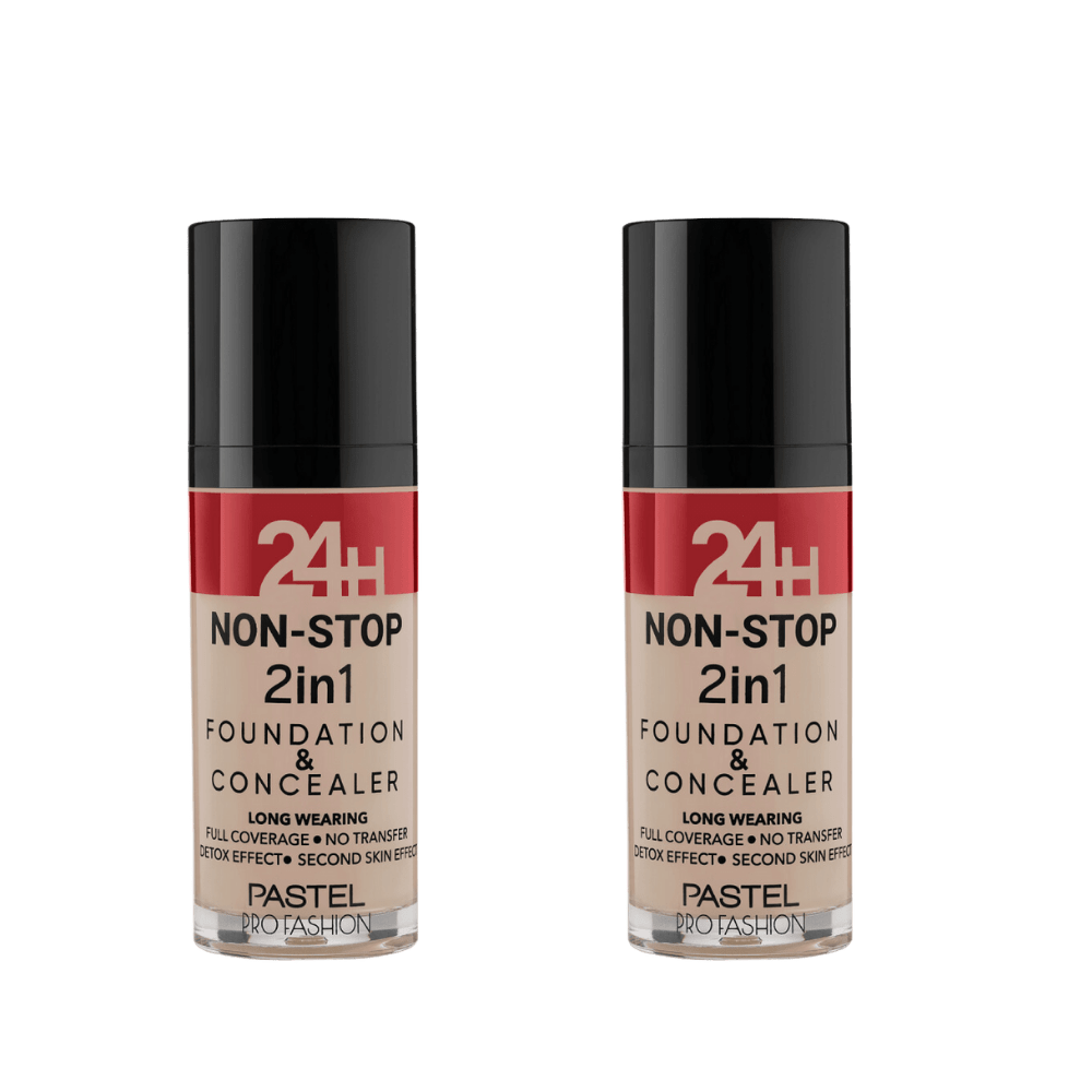 Pastel 24H Non-Stop 2in1 Foundation & Concealer - 602 Light Porcelain 2 Pack - Pastel