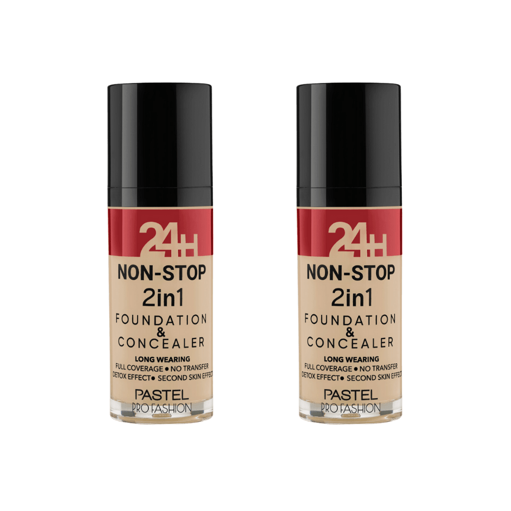 Pastel 24H Non-Stop 2in1 Foundation & Concealer - 604 Vanilla 2 Pack - Pastel