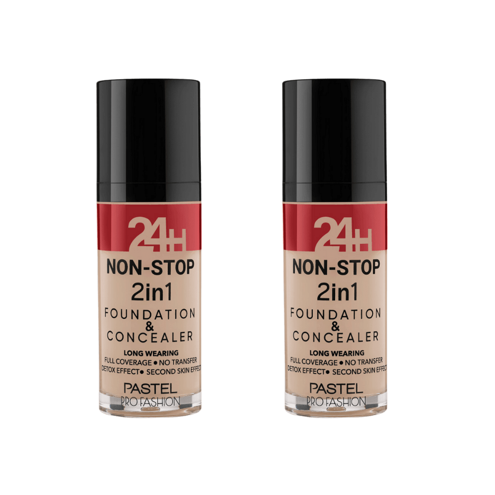 Pastel 24H Non-Stop 2in1 Foundation & Concealer - 606 Warm 2 Pack - Pastel
